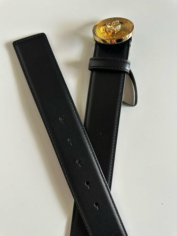 Versace Gold Medusa-Buckle Black Leather Belt 120 (48) Italy 1006276 NWT $600