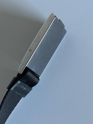 Versace Milano Buckle Ribbon/Leather Black Adjustable Belt 1016469 NWT $450