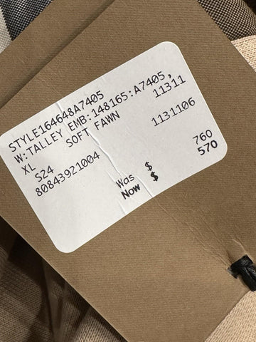 Burberry Talley Checked Sweatshirt with Hoodie Soft Fawn XL 8084392 NWT $760