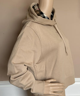 Burberry Talley Checked Sweatshirt with Hoodie Soft Fawn XL 8084392 NWT $760