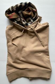 Burberry Talley Checked Sweatshirt with Hoodie Soft Fawn XL 8084392 NWT $760