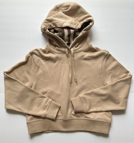 Burberry Talley Checked Sweatshirt with Hoodie Soft Fawn XL 8084392 NWT $760