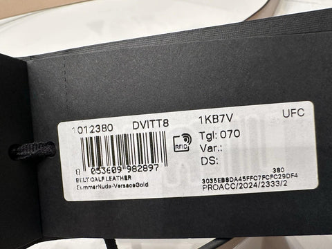 Versace Virtus Nude Calf Leather Belt 70 (28) Italy 1012380 NWT