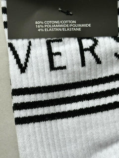 Versace Logo Socks White/Black Size Medium Made in Italy ICZ0003 NWT