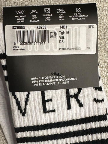 Versace Logo Socks White/Black Size Medium Made in Italy ICZ0003 NWT