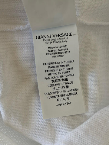 Versace Embroidered White Piquet Cotton Polo Shirt L 1011851 NWT