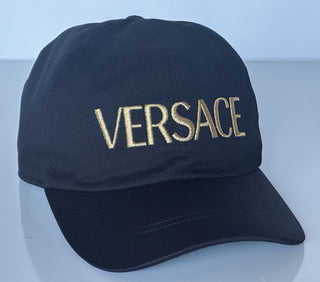 Versace Embroidered Logo Baseball Cap Hat Black/Gold 59 IT ICAP006 NWT