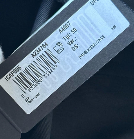 Versace Embroidered Logo Baseball Cap Hat Black/Gold 59 IT ICAP006 NWT