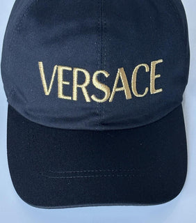 Versace Embroidered Logo Baseball Cap Hat Black/Gold 59 IT ICAP006 NWT