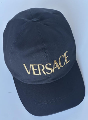 Versace Embroidered Logo Baseball Cap Hat Black/Gold 59 IT ICAP006 NWT