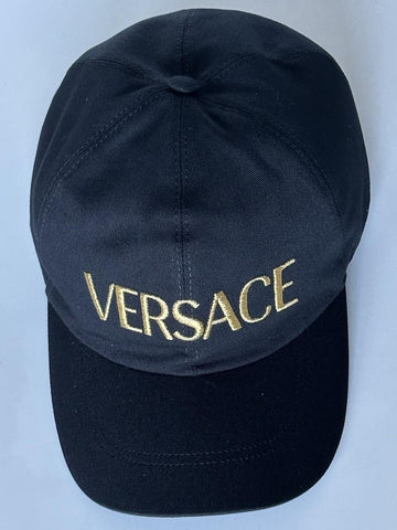 Versace Embroidered Logo Baseball Cap Hat Black/Gold 59 IT ICAP006 NWT