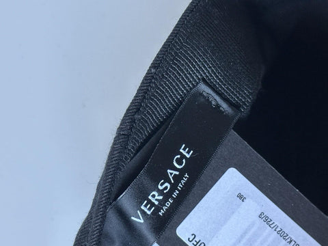Versace Embroidered Logo Baseball Cap Hat Black/Gold 59 IT ICAP006 NWT