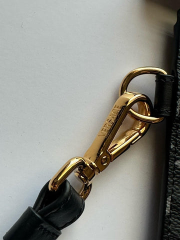 Versace Greca Coated Canvas Large Pouch Clutch Black/Gray 1010525 IT NWT