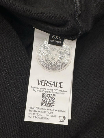 Versace Medusa Black/Gold Piquet Cotton Polo Shirt 5XL 1012260 NWT