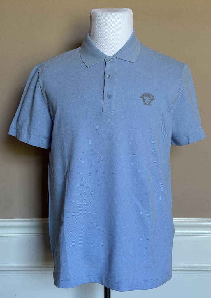 Versace Medusa Piquet Cotton Blue Short Sleeve Polo Shirt M A89507S NWT
