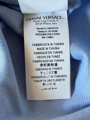 Versace Medusa Piquet Cotton Blue Short Sleeve Polo Shirt M A89507S NWT