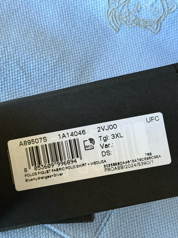 Versace Medusa Piquet Cotton Blue Short Sleeve Polo Shirt 3XL A89507S NWT