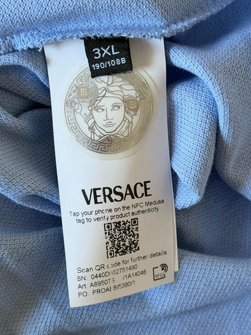 Versace Medusa Piquet Cotton Blue Short Sleeve Polo Shirt 3XL A89507S NWT