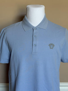 Versace Medusa Piquet Cotton Blue Short Sleeve Polo Shirt 3XL A89507S NWT
