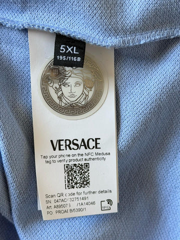 Versace Medusa Piquet Cotton Blue Short Sleeve Polo Shirt 5XL A89507S NWT