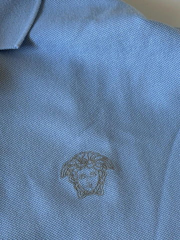Versace Medusa Piquet Cotton Blue Short Sleeve Polo Shirt 5XL A89507S NWT