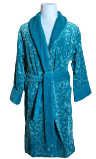Versace Medusa Cotton/Cashmere Barocco Bath Robe Azure S ZACJ00008 IT NWT $2599