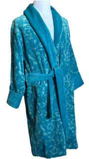 Versace Medusa Cotton/Cashmere Barocco Bath Robe Azure S ZACJ00008 IT NWT $2599