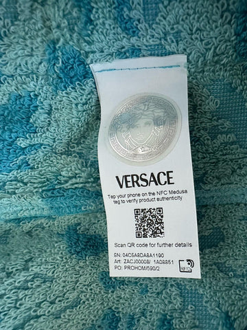 Versace Medusa Cotton/Cashmere Barocco Bath Robe Azure M ZACJ00008 IT NWT $2599
