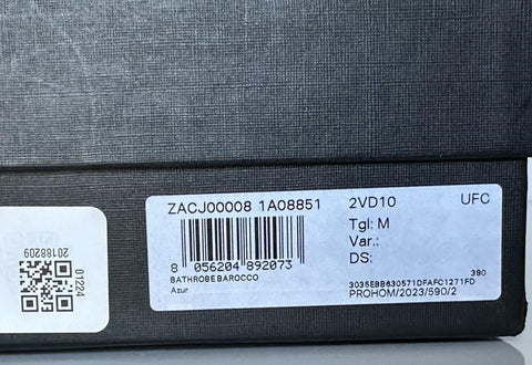 Versace Medusa Cotton/Cashmere Barocco Bath Robe Azure M ZACJ00008 IT NWT $2599