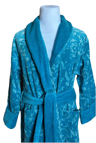 Versace Medusa Cotton/Cashmere Barocco Bath Robe Azure M ZACJ00008 IT NWT $2599