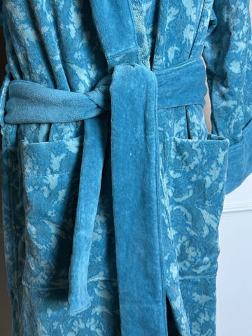 Versace Medusa Cotton/Cashmere Barocco Bath Robe Azure M ZACJ00008 IT NWT $2599