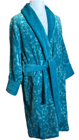 Versace Medusa Cotton/Cashmere Barocco Bath Robe Azure M ZACJ00008 IT NWT $2599