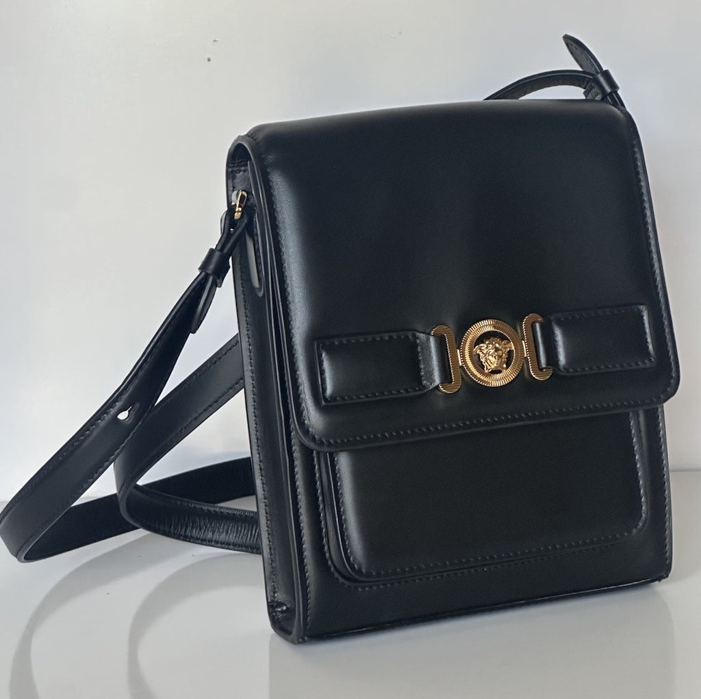 Versace Medusa Biggie Black Vertical Crossbody Leather Bag 1017068 NWT $1450