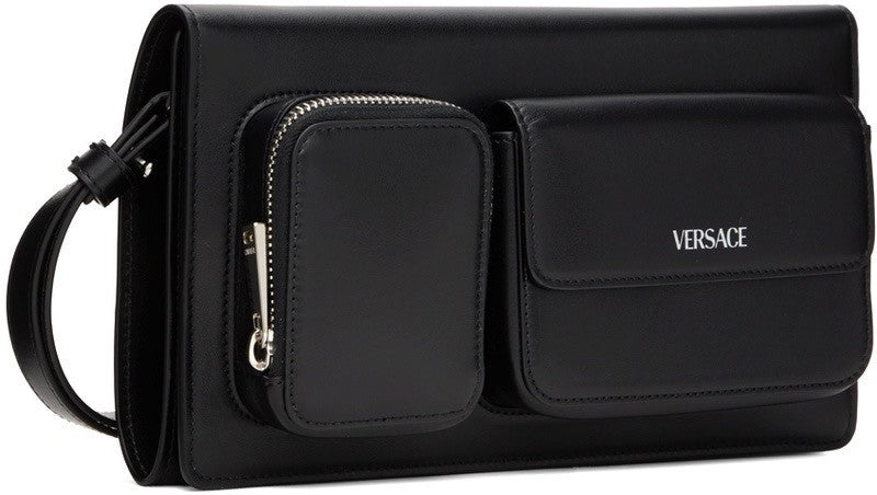 Versace Calf Leather Trifold Document Case Clutch Black 1014444 Italy NWT
