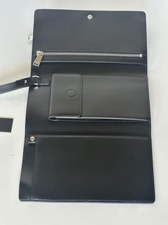 Versace Calf Leather Trifold Document Case Clutch Black 1014444 Italy NWT