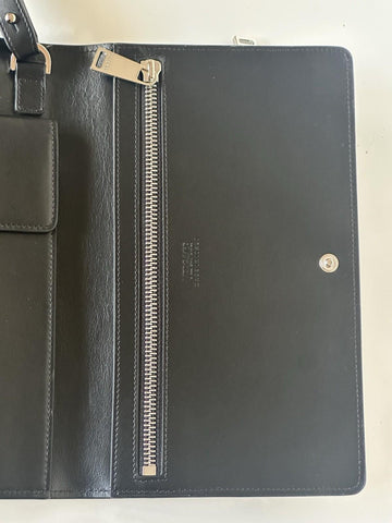 Versace Calf Leather Trifold Document Case Clutch Black 1014444 Italy NWT