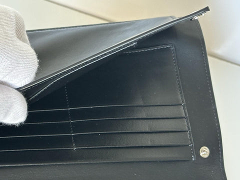 Versace Calf Leather Trifold Document Case Clutch Black 1014444 Italy NWT