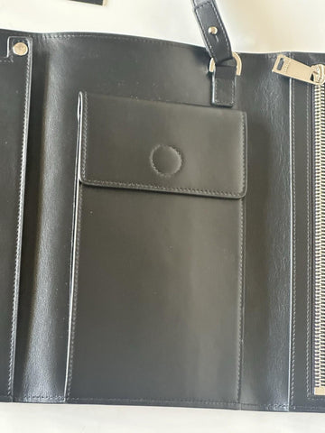 Versace Calf Leather Trifold Document Case Clutch Black 1014444 Italy NWT