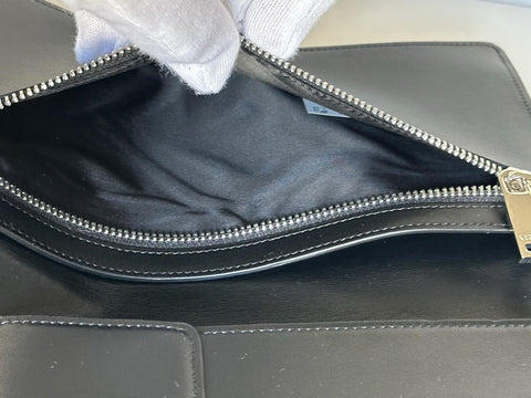 Versace Calf Leather Trifold Document Case Clutch Black 1014444 Italy NWT