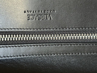 Versace Calf Leather Trifold Document Case Clutch Black 1014444 Italy NWT