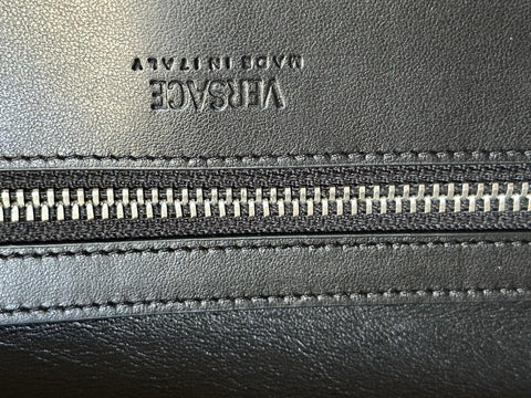 Versace Calf Leather Trifold Document Case Clutch Black 1014444 Italy NWT