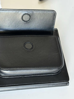 Versace Calf Leather Trifold Document Case Clutch Black 1014444 Italy NWT