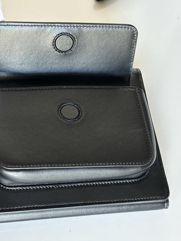 Versace Calf Leather Trifold Document Case Clutch Black 1014444 Italy NWT