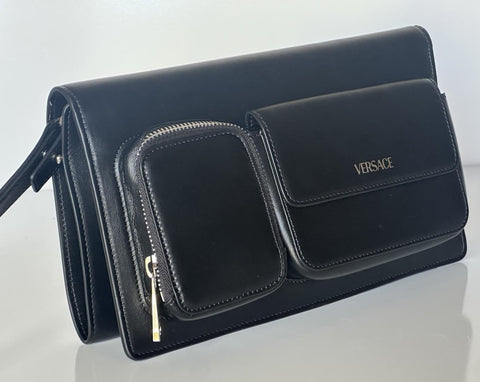 Versace Calf Leather Trifold Document Case Clutch Black 1014444 Italy NWT