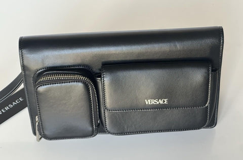 Versace Calf Leather Trifold Document Case Clutch Black 1014444 Italy NWT