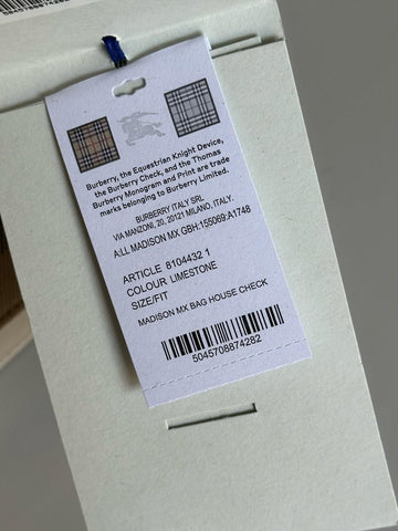 Burberry Madison MX House Check Crossbody Bag Limestone 8104432 NWT $1350