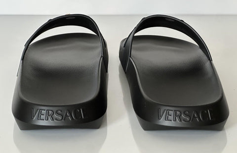 Versace Medusa Black Leather Slides Sandals 14 US (47 Euro) 1010628 NIB $490