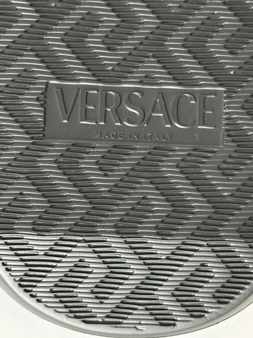 Versace Medusa Black Leather Slides Sandals 14 US (47 Euro) 1010628 NIB $490