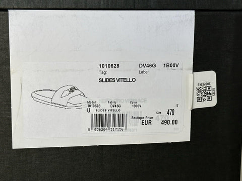 Versace Medusa Black Leather Slides Sandals 14 US (47 Euro) 1010628 NIB $490