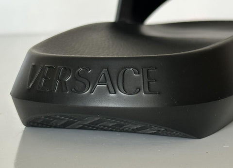 Versace Medusa Black Leather Slides Sandals 14 US (47 Euro) 1010628 NIB $490